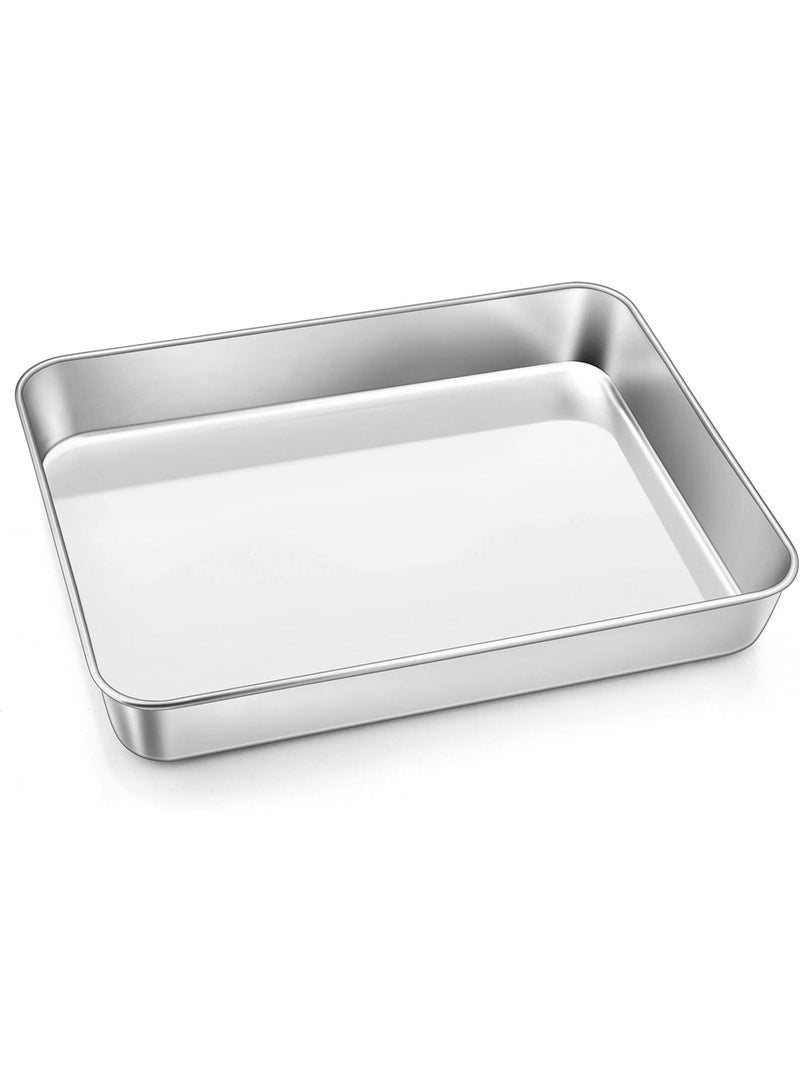 Deep Baking Sheet Pan, Stainless Steel Baking Tray (31.5x24.8x5 cm), Rectangle Tray Bake Tin for Brownie Cake Lasagna, Non Toxic & Healthy, Mirror Finish & Rust Free, Durable & Dishwasher Safe - Image 1
